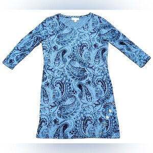 MICHAEL KORS Turquoise Paisley Stretch Shift Dress Size M. NWT.